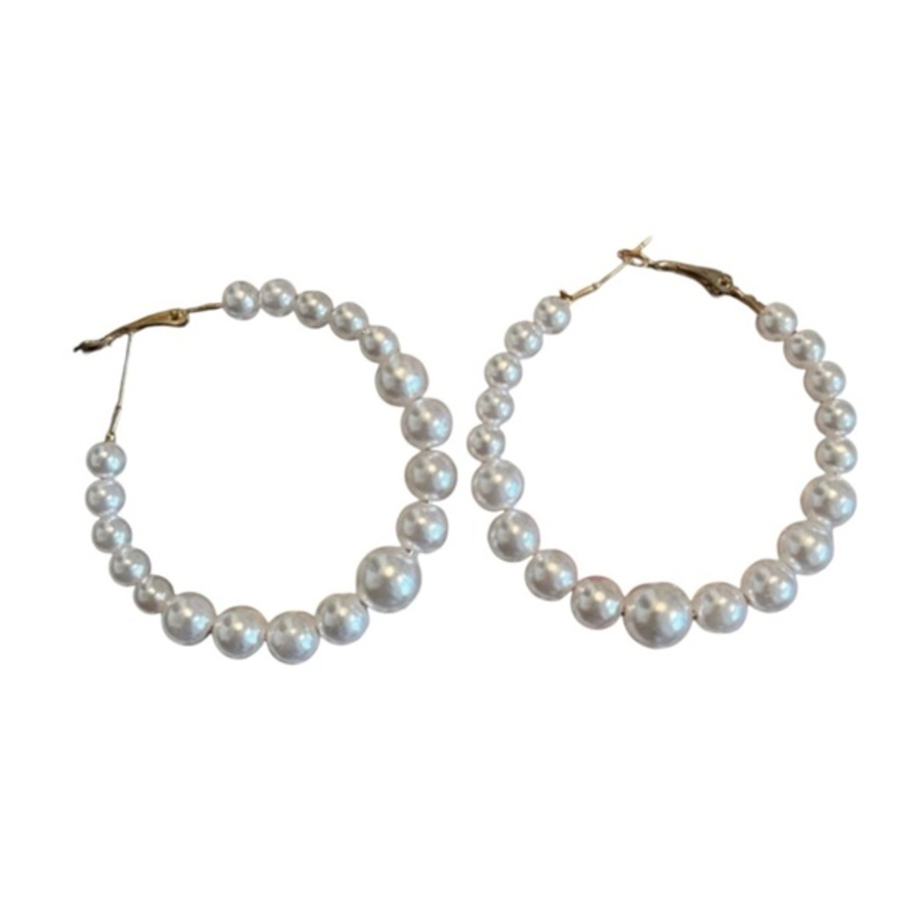 White Opalescent Beaded Earrings